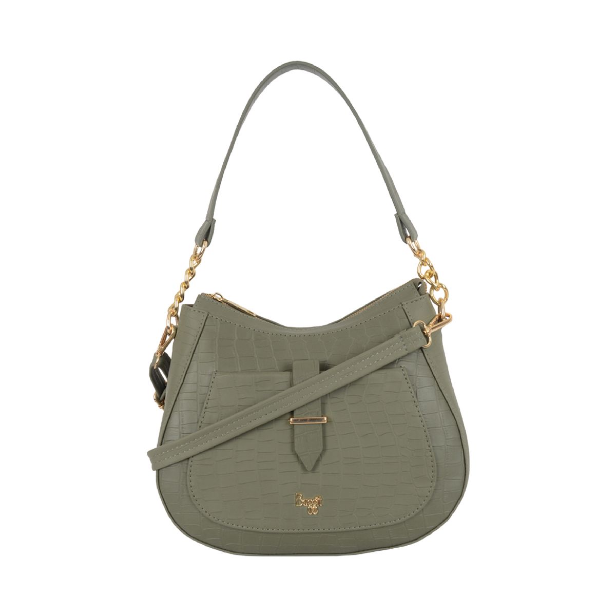     			Baggit Green Faux Leather Hobo Bag