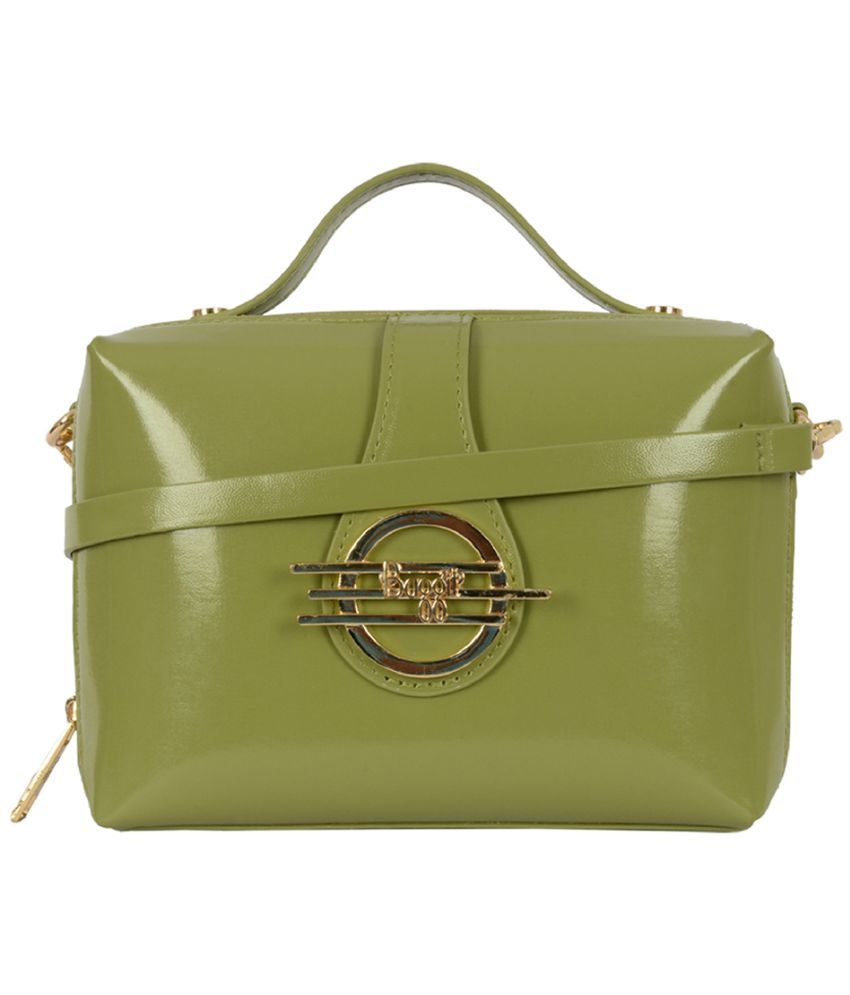     			Baggit Green PU Satchel Bag