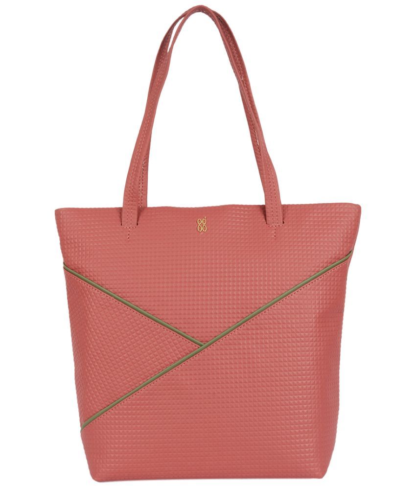     			Baggit Peach Faux Leather Tote Bag