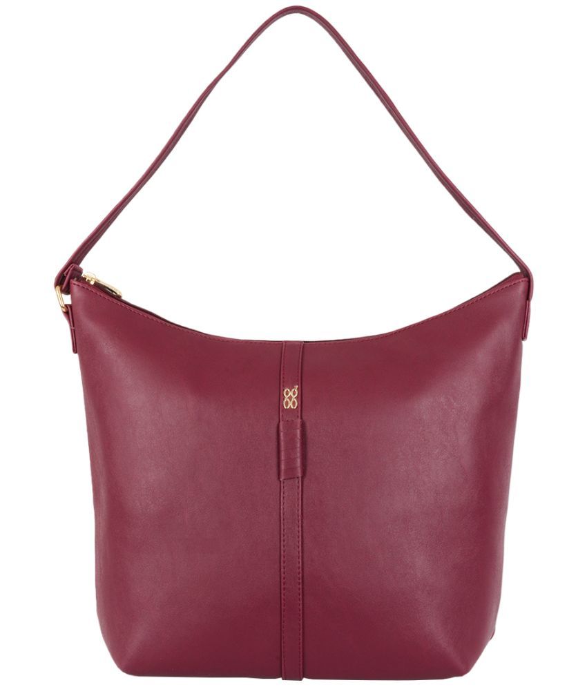     			Baggit Red Faux Leather Hobo Bag