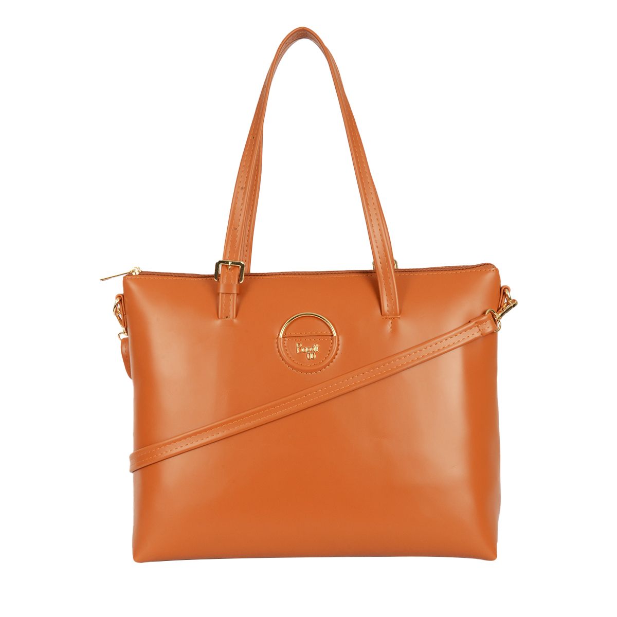     			Baggit Tan Faux Leather Tote Bag