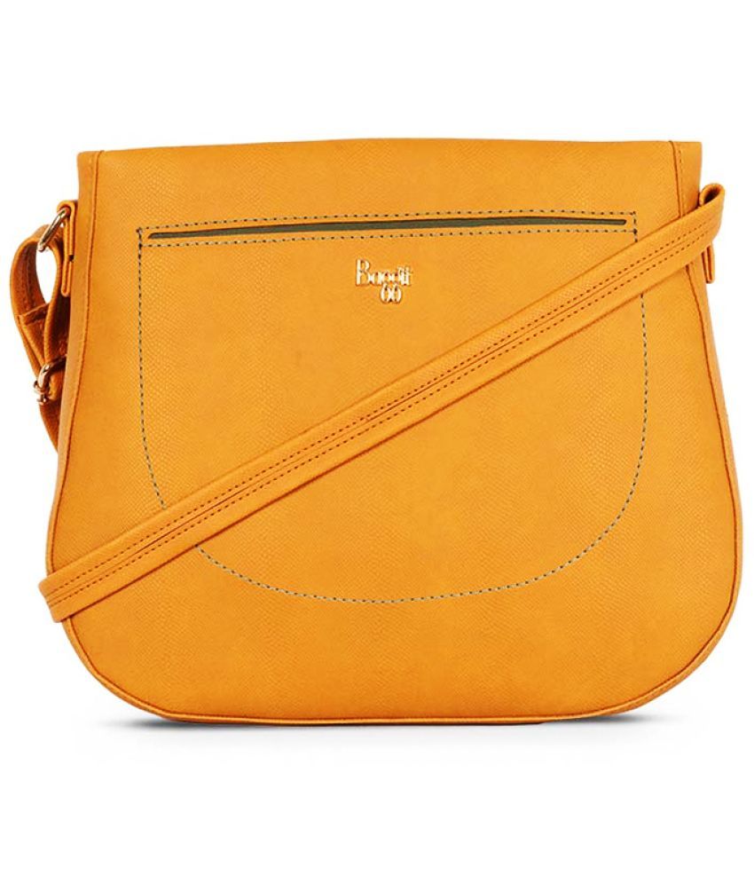     			Baggit Yellow Faux Leather Handheld