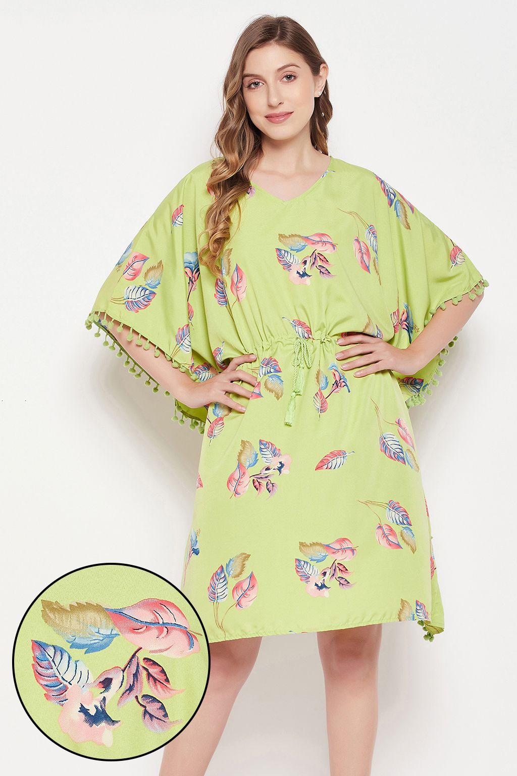     			Clovia Crepe Green Beach Dresses - Single