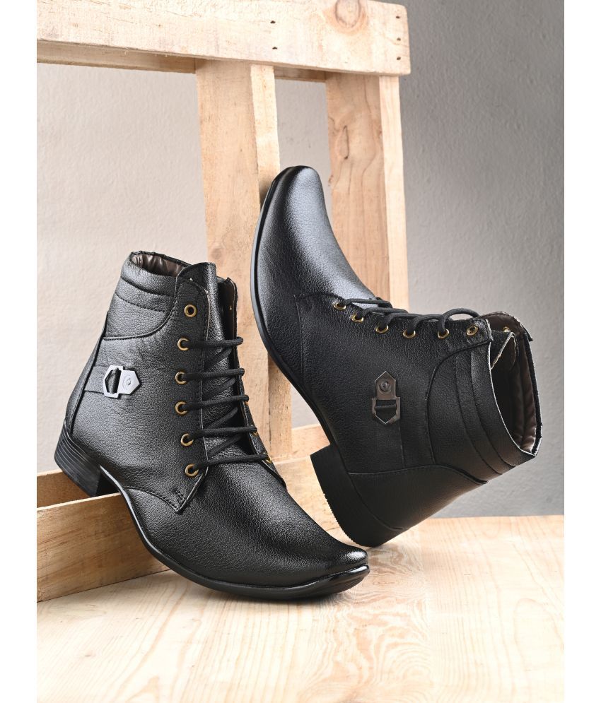     			KARADDI Black Men's Casual Boots