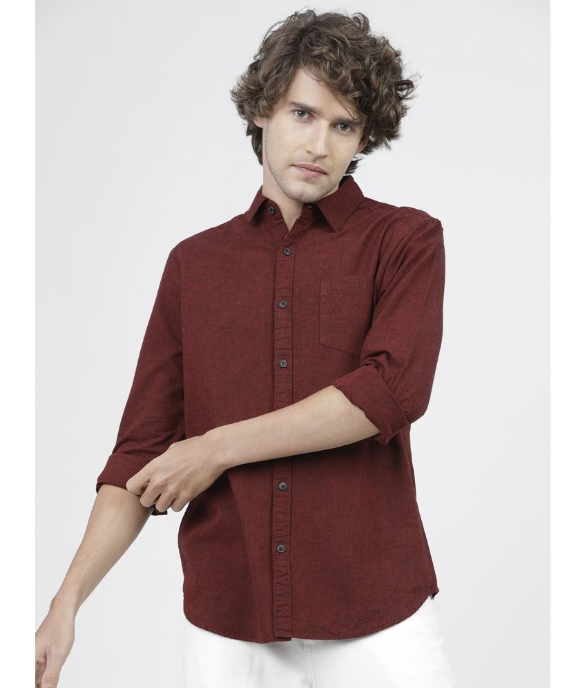     			Ketch 100% Cotton Slim Fit Solids Full Sleeves Men's Casual Shirt - Maroon ( Pack of 1 )