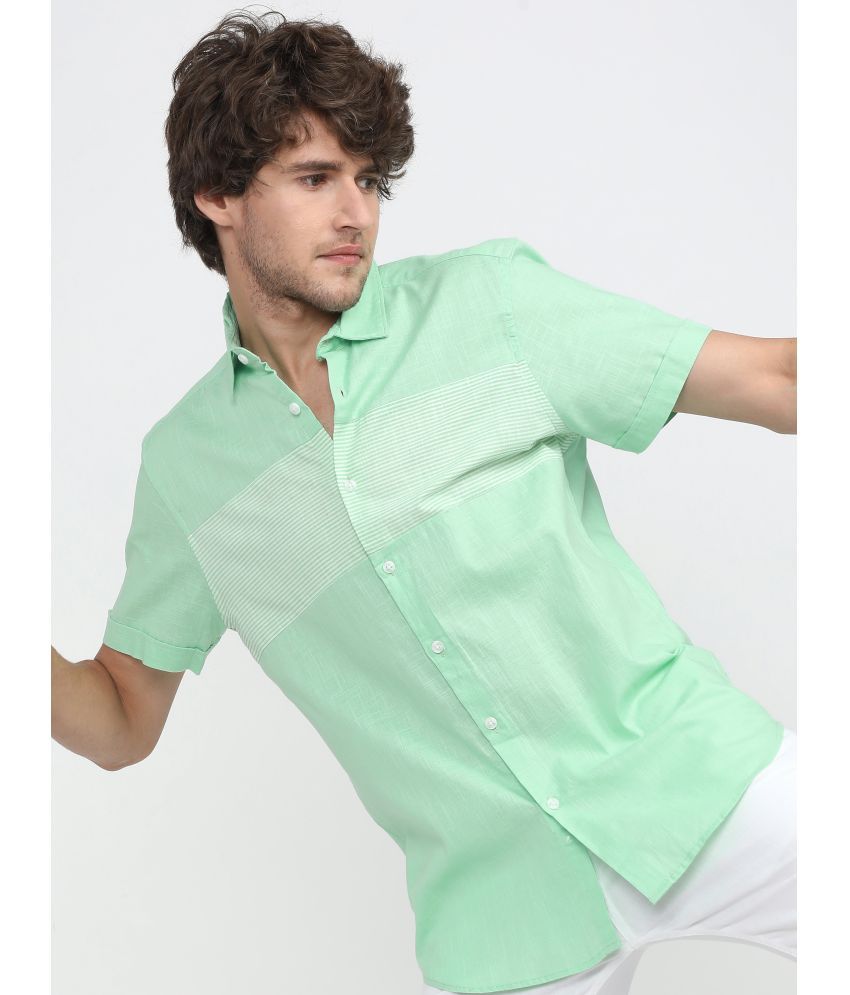     			Ketch Satin Slim Fit Solids Half Sleeves Men's Casual Shirt - Green ( Pack of 1 )