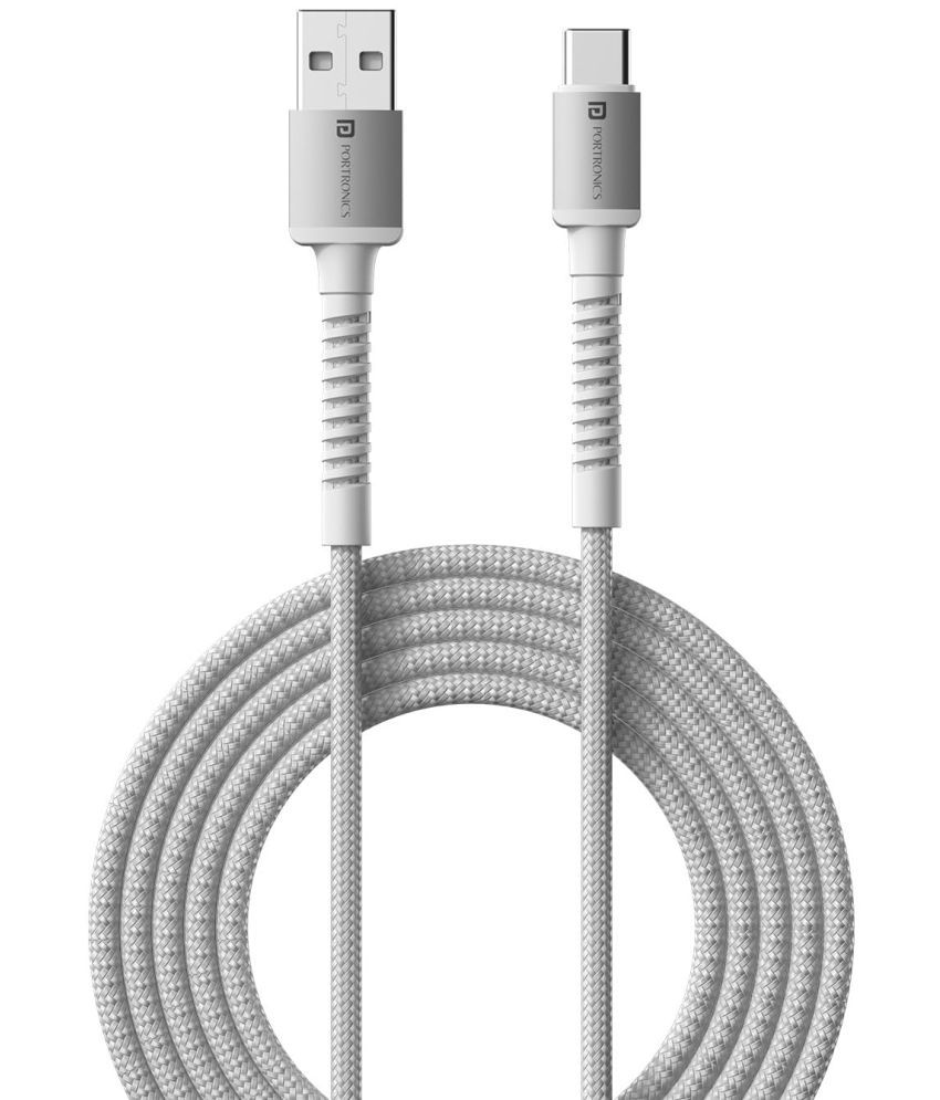     			Portronics White 3A Type C Cable 2 Meters