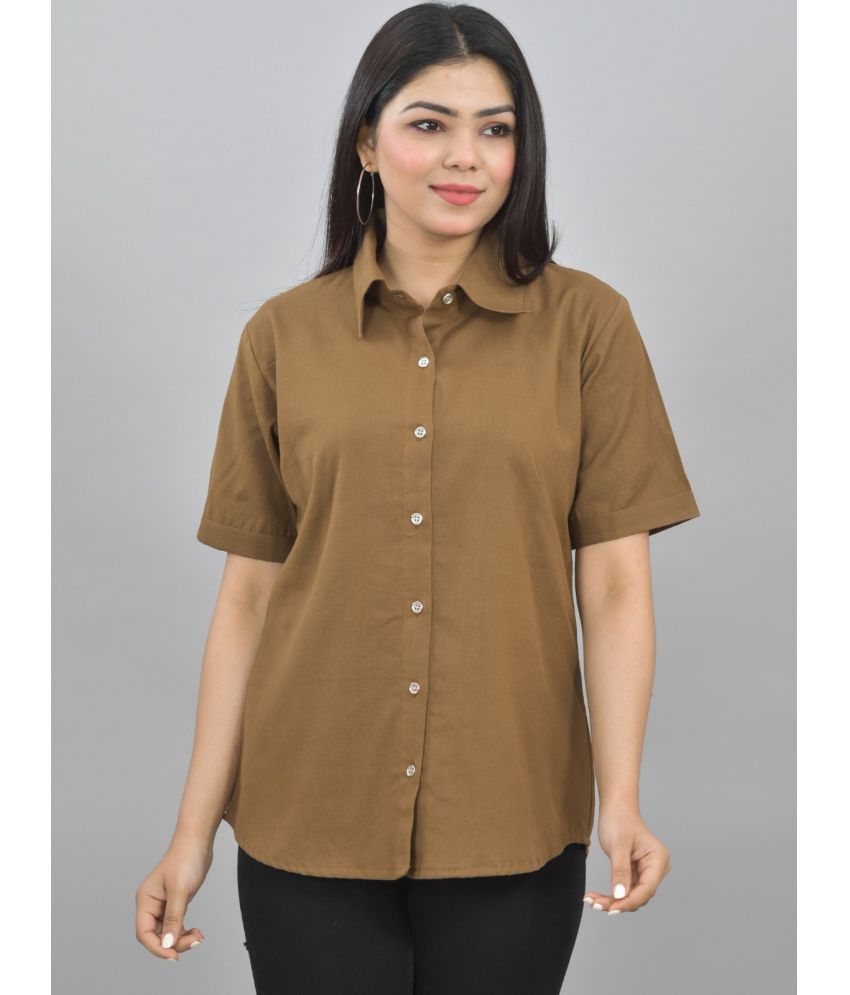     			QuaClo Brown Cotton Women's Shirt Style Top ( Pack of 1 )