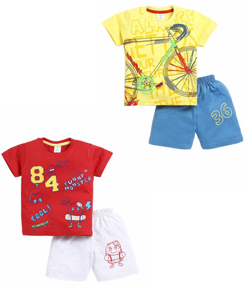     			Todd N Teen Multi Cotton Baby Boy T-Shirt & Shorts ( Pack of 2 )