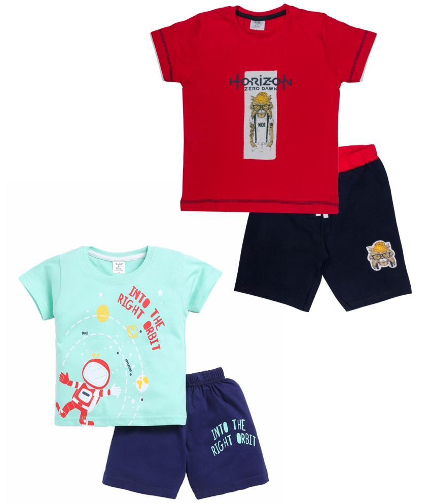     			Todd N Teen Multi Cotton Baby Boy T-Shirt & Shorts ( Pack of 2 )