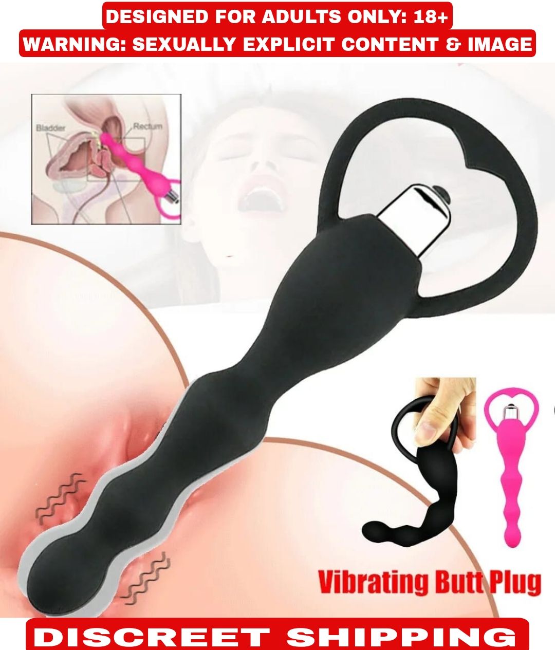     			Vibrating Anal Beads - Flexible Silicone Anal Sex Toy Bulet Vibrator for Men, Women and Couples By KAMAHOUSE