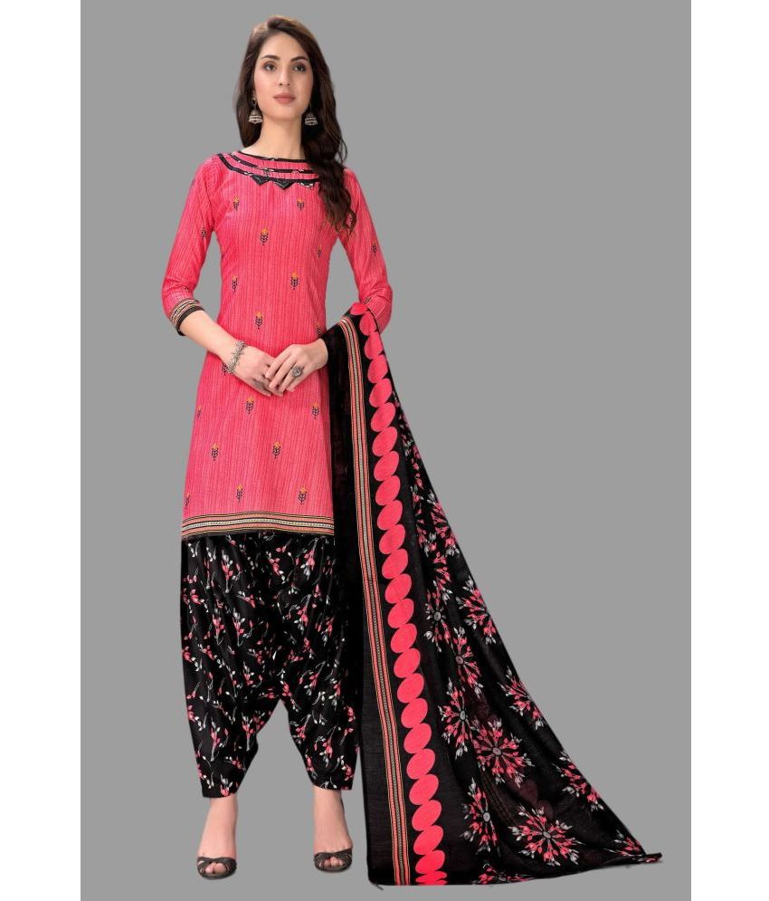     			WOW ETHNIC Unstitched Cotton Blend Printed Dress Material - Pink ( Pack of 1 )