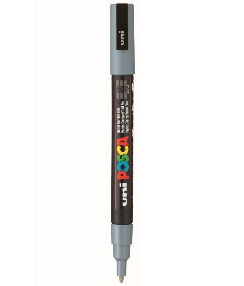     			uni-ball Posca 3M 0.9-1.3 mm Bullet Shaped Marker Pen, Grey Ink, Pack of 3