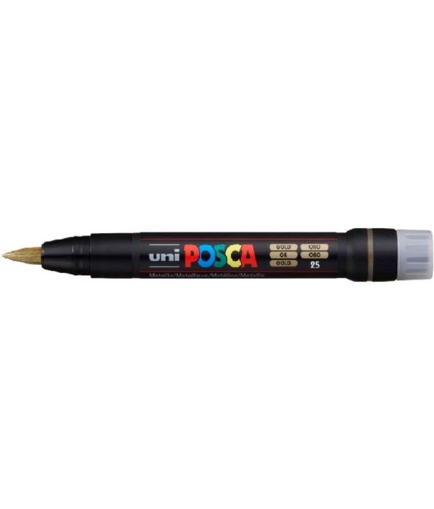     			uni-ball Posca PCF-350 1-10 mm Soft Brush Tip Paint Marker Pen, Gold Ink, Pack of 1