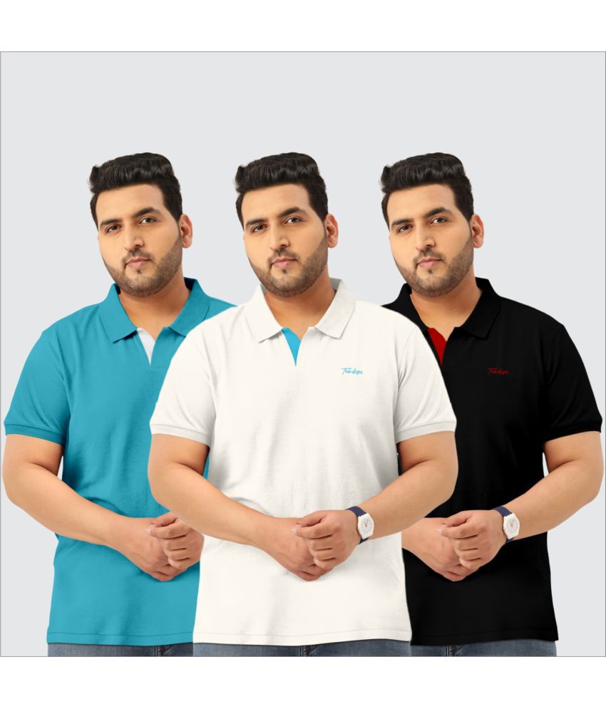     			TAB91 Cotton Blend Regular Fit Embroidered Half Sleeves Men's Polo T Shirt - White ( Pack of 3 )
