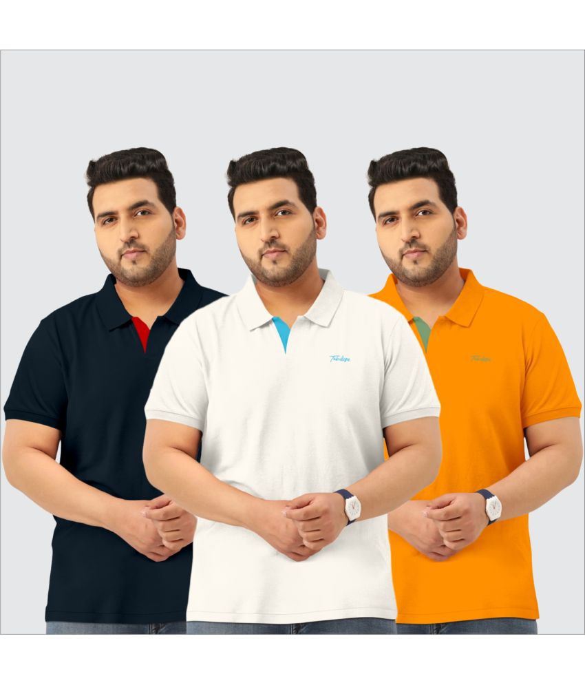     			TAB91 Cotton Blend Regular Fit Embroidered Half Sleeves Men's Polo T Shirt - Navy ( Pack of 3 )