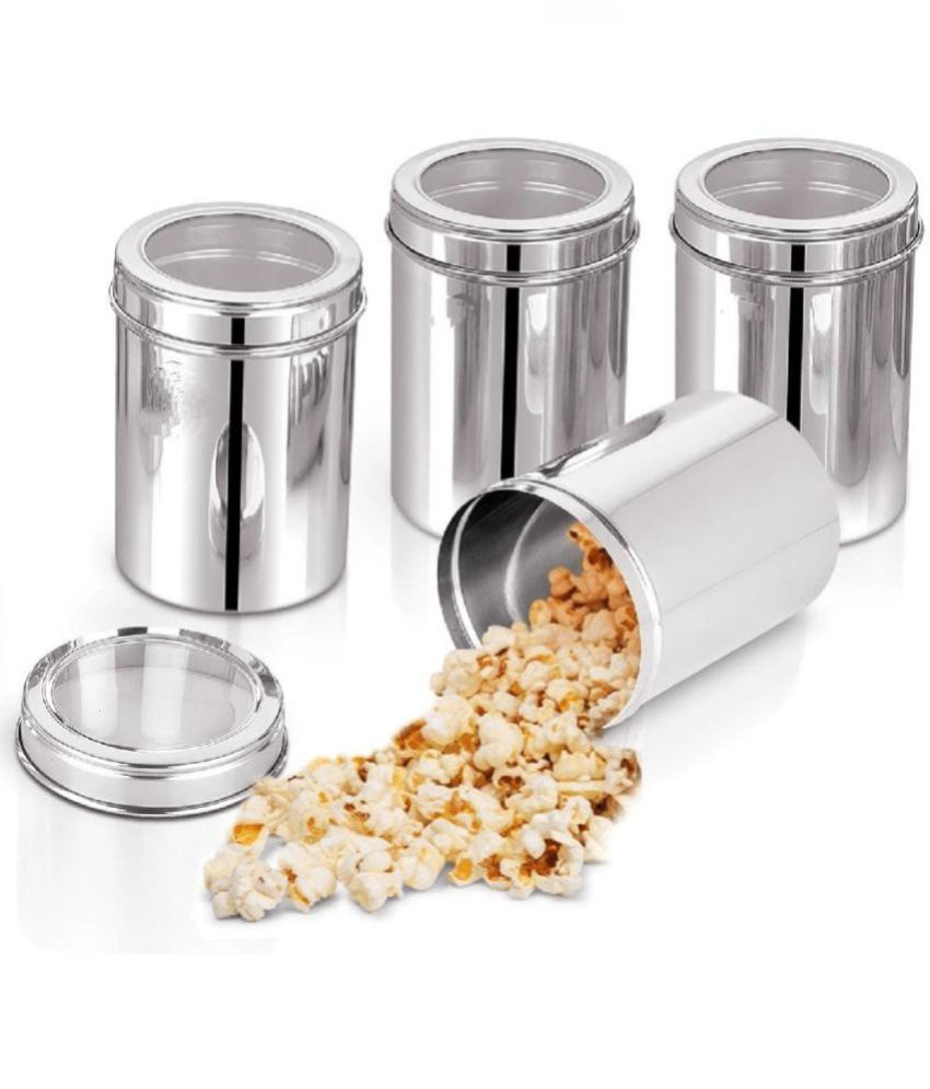     			ATROCK Kitchen Canisters Steel Silver Multi-Purpose Container ( Set of 4 )