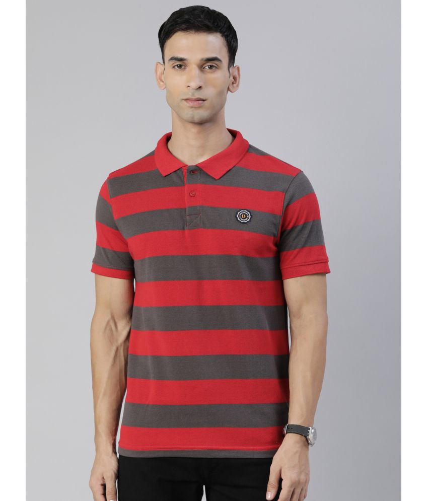     			Dixcy Scott Originals Cotton Regular Fit Striped Half Sleeves Men's Polo T Shirt - Red ( Pack of 1 )