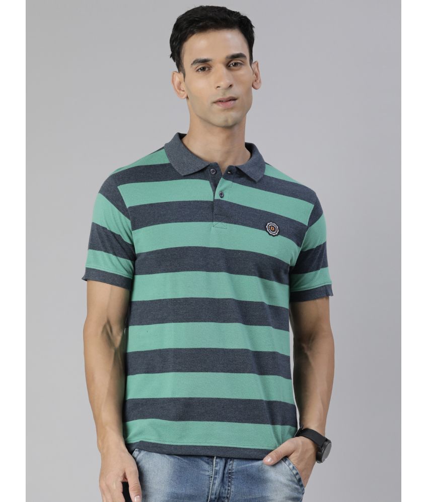    			Dixcy Scott Originals Cotton Regular Fit Striped Half Sleeves Men's Polo T Shirt - Green ( Pack of 1 )