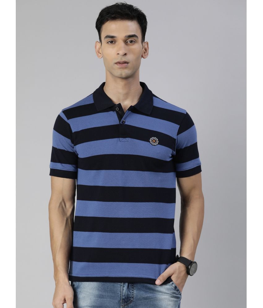     			Dixcy Scott Originals Cotton Regular Fit Striped Half Sleeves Men's Polo T Shirt - Blue ( Pack of 1 )
