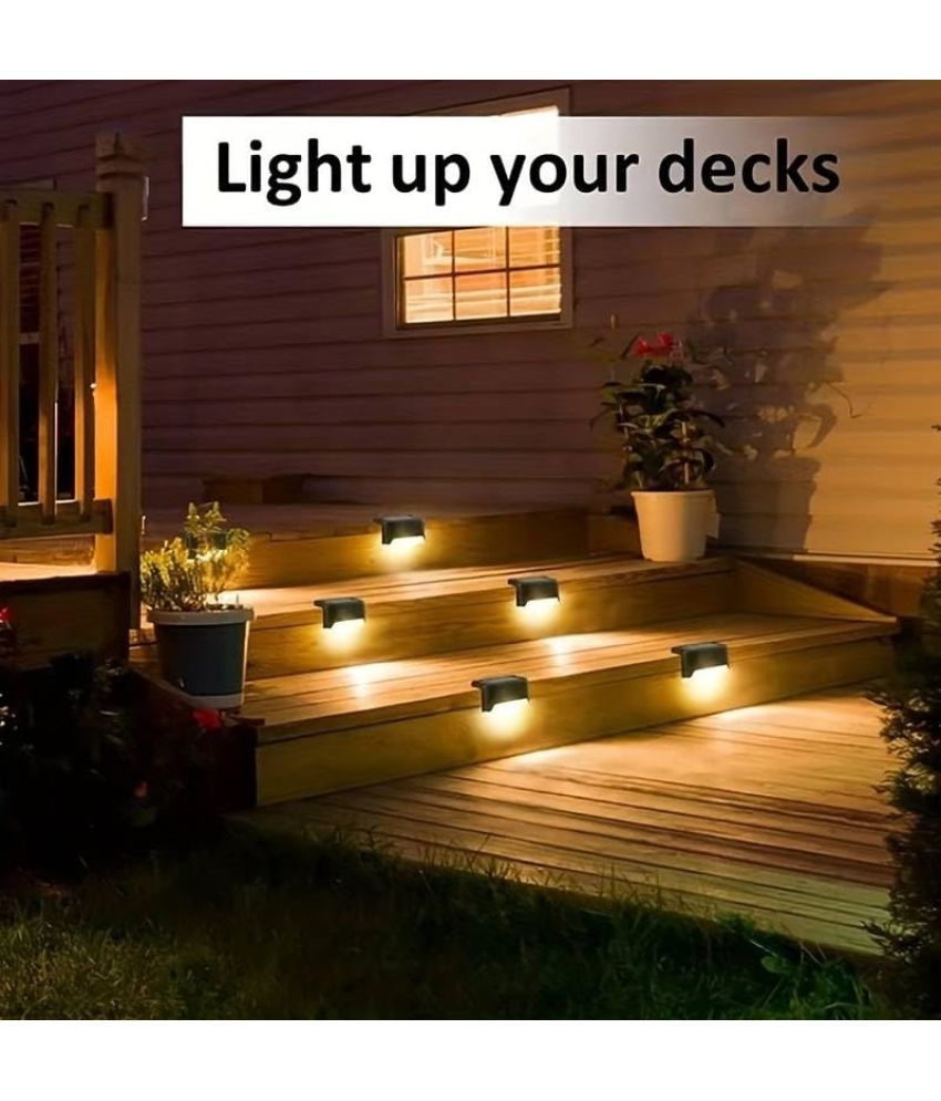     			Gatih Solar Deck Lights Outdoor Metal Polish Block Solar Lights for Stairs,Step,Fence, Yard & Pathway 4 no.s Pack of 4