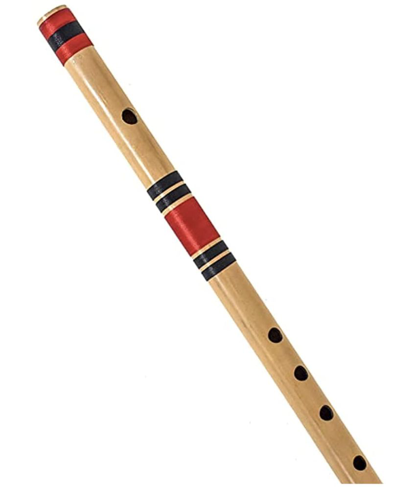     			HARIPRASAD flute musical instrument original for Beginner C scale/natural right handed bamboo bansuri 19 Inch approx. (Red+Black)