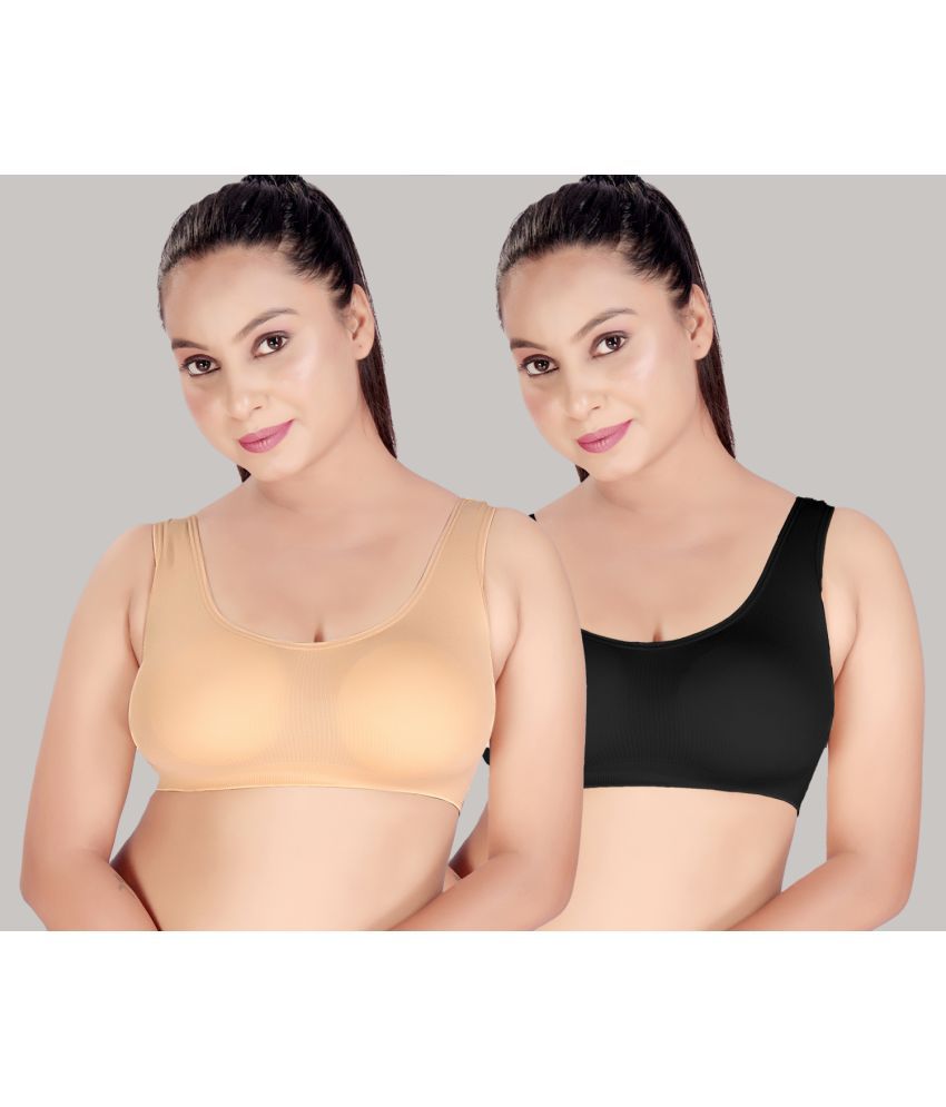     			HAYA Multicolor Polyester Non Padded Women's Cami bra ( Pack of 2 )