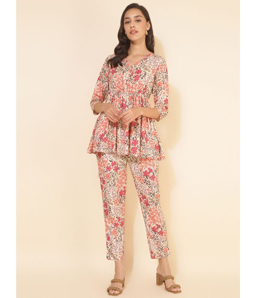     			Janasya Multicolor Printed Pant Top Set