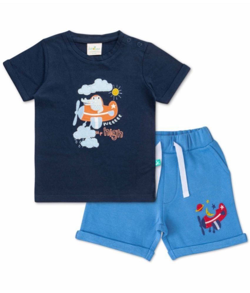     			Juscubs Blue Cotton Baby Boy T-Shirt & Shorts ( Pack of 1 )