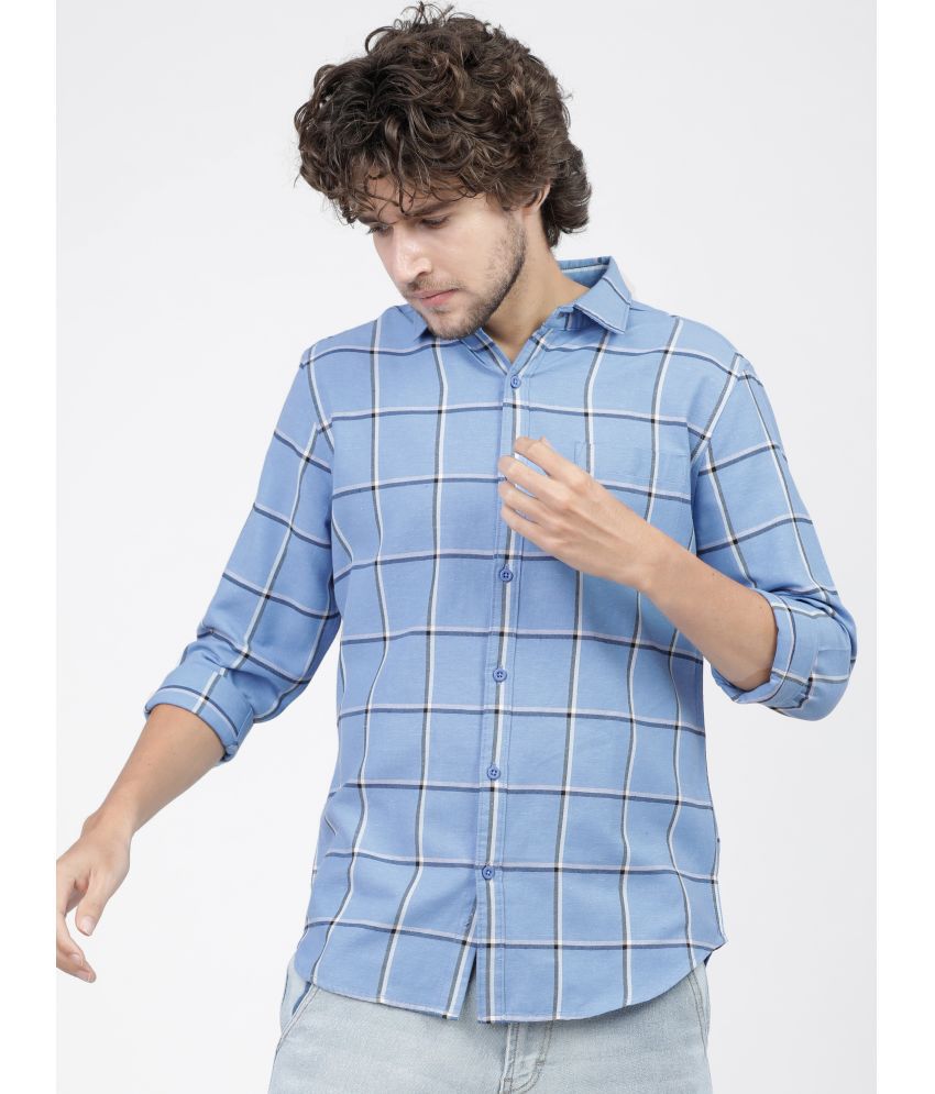     			Ketch Cotton Blend Slim Fit Checks Full Sleeves Men's Casual Shirt - Blue ( Pack of 1 )