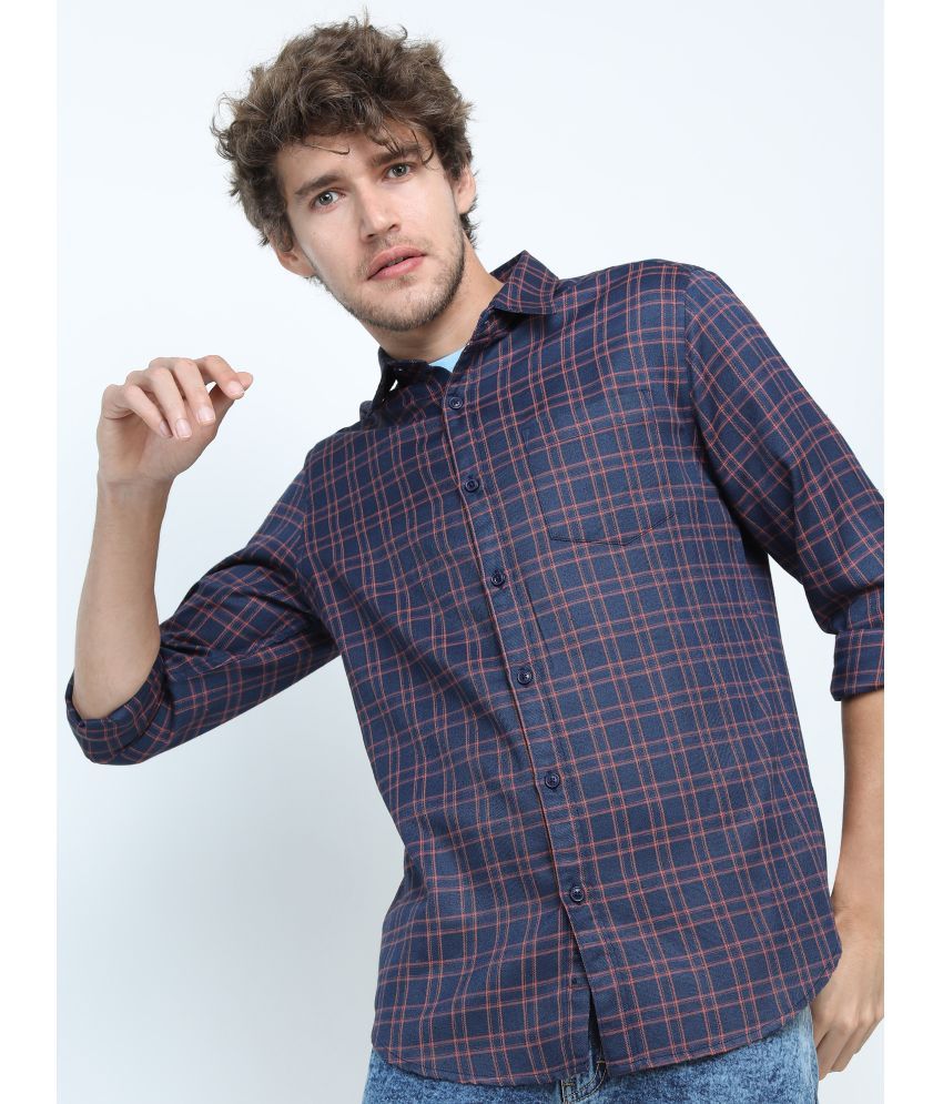     			Ketch Polyester Slim Fit Checks Full Sleeves Men's Casual Shirt - Navy Blue ( Pack of 1 )