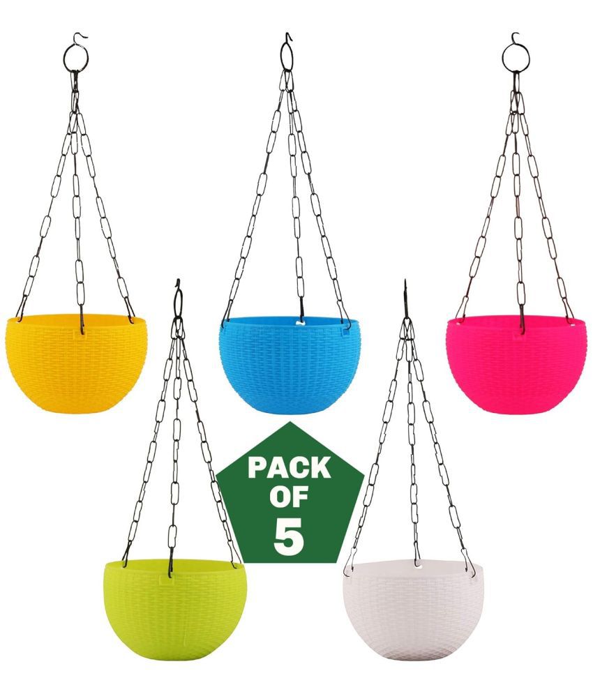     			Leafy Tales Multicolor Plastic Hanging Planter ( Pack of 5 )