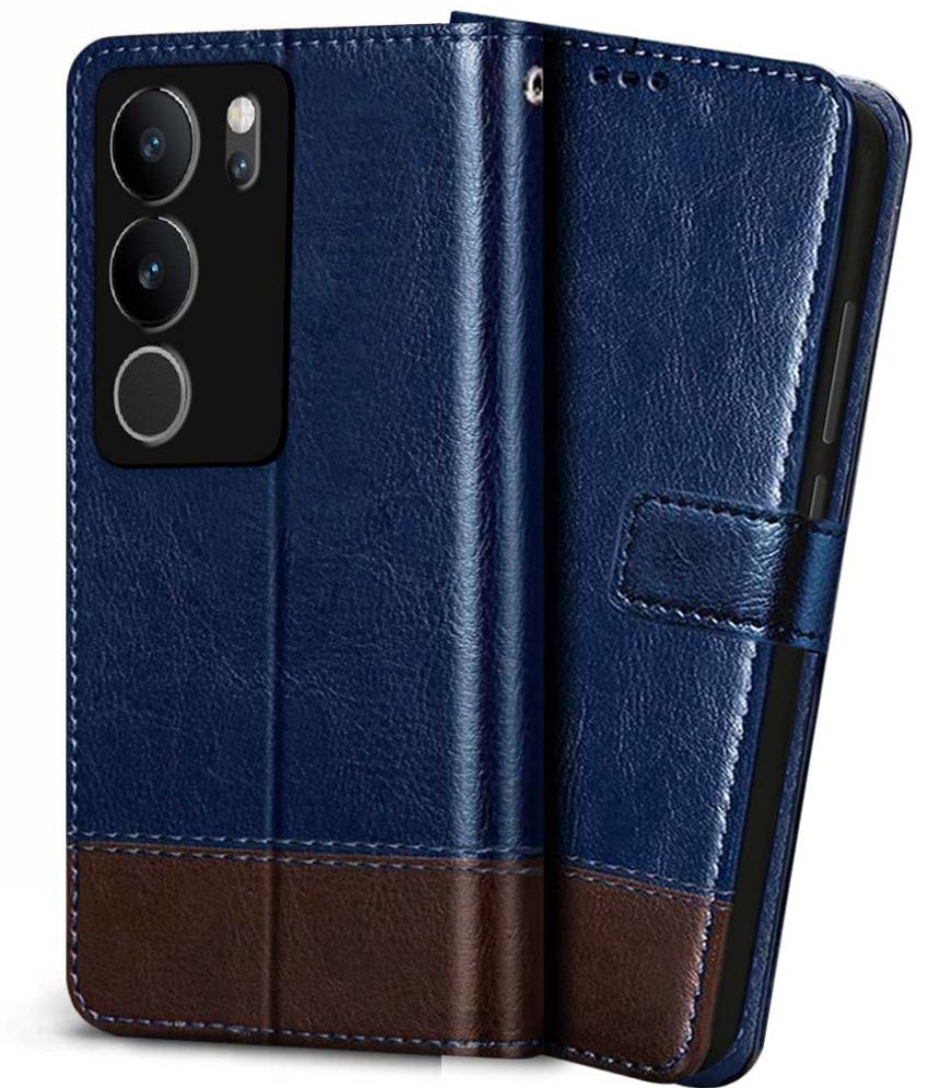     			NBOX Blue Flip Cover Leather Compatible For Vivo V29 5G ( Pack of 1 )