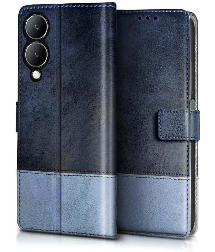     			NBOX Blue Flip Cover Leather Compatible For Vivo Y17s 4G ( Pack of 1 )