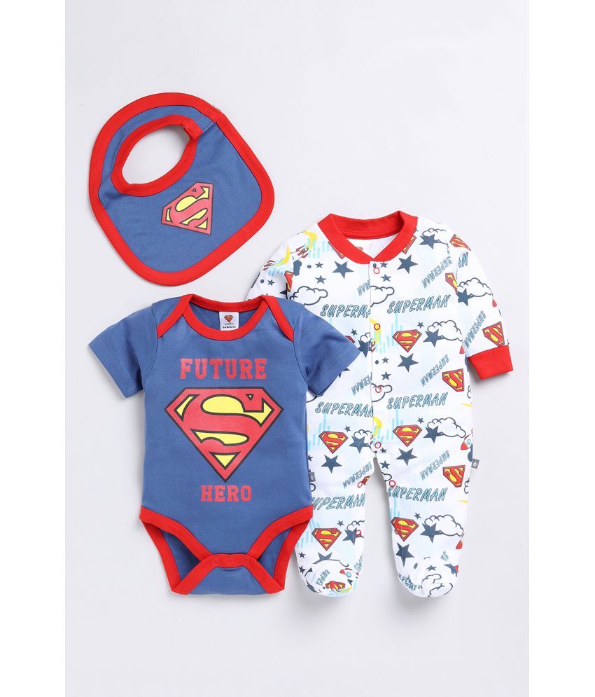     			TINYO Multicolor Cotton Bodysuit For Baby Boy ( Pack of 3 )