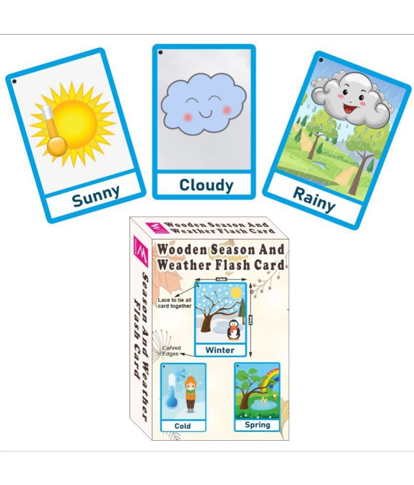     			WISSEN Wooden (MDF) Season and Weather Learning Flash card with lacing thread.