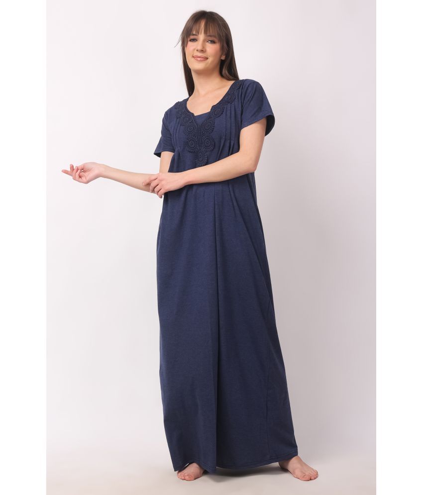     			Affair Blue Cotton Women's Nightwear Nighty & Night Gowns ( Pack of 1 )