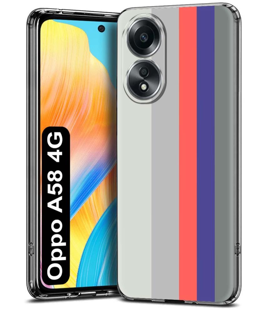     			Fashionury Multicolor Printed Back Cover Silicon Compatible For Oppo A58 4G ( Pack of 1 )