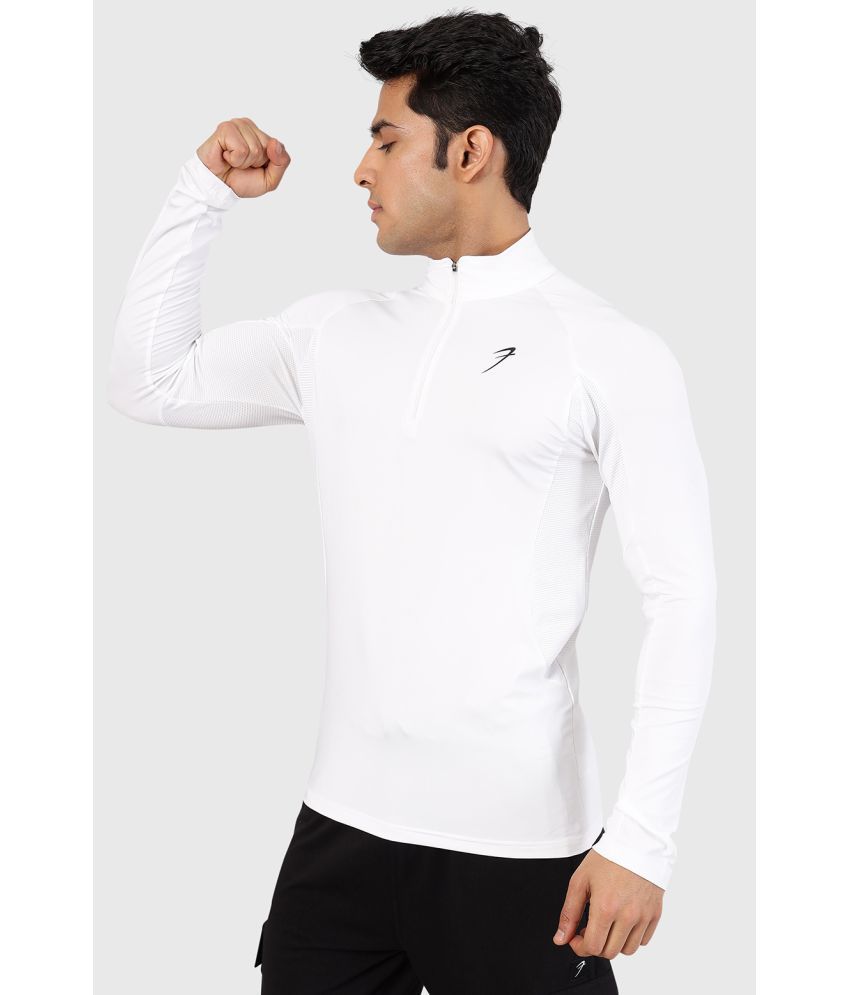    			Fuaark White Polyester Slim Fit Men's Sports T-Shirt ( Pack of 1 )