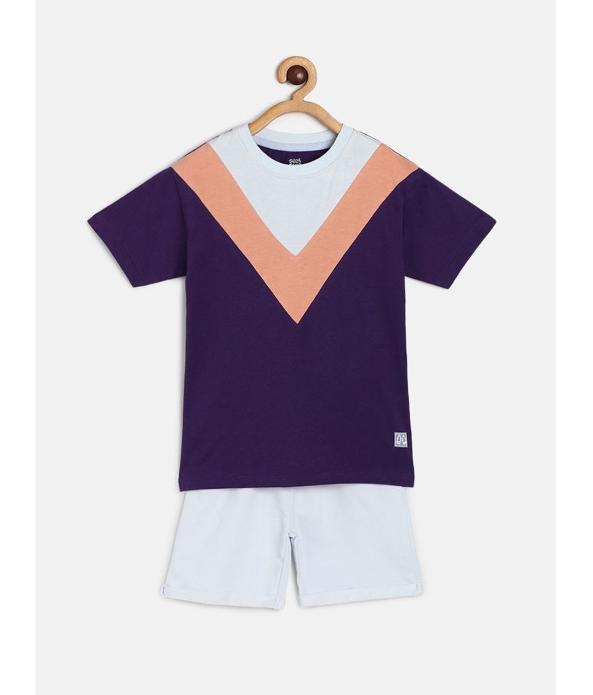     			MINI KLUB Purple Cotton Boys T-Shirt & Shorts ( Pack of 1 )