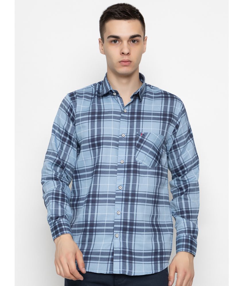     			MODERNITY Cotton Blend Regular Fit Checks Full Sleeves Men's Casual Shirt - Blue ( Pack of 1 )