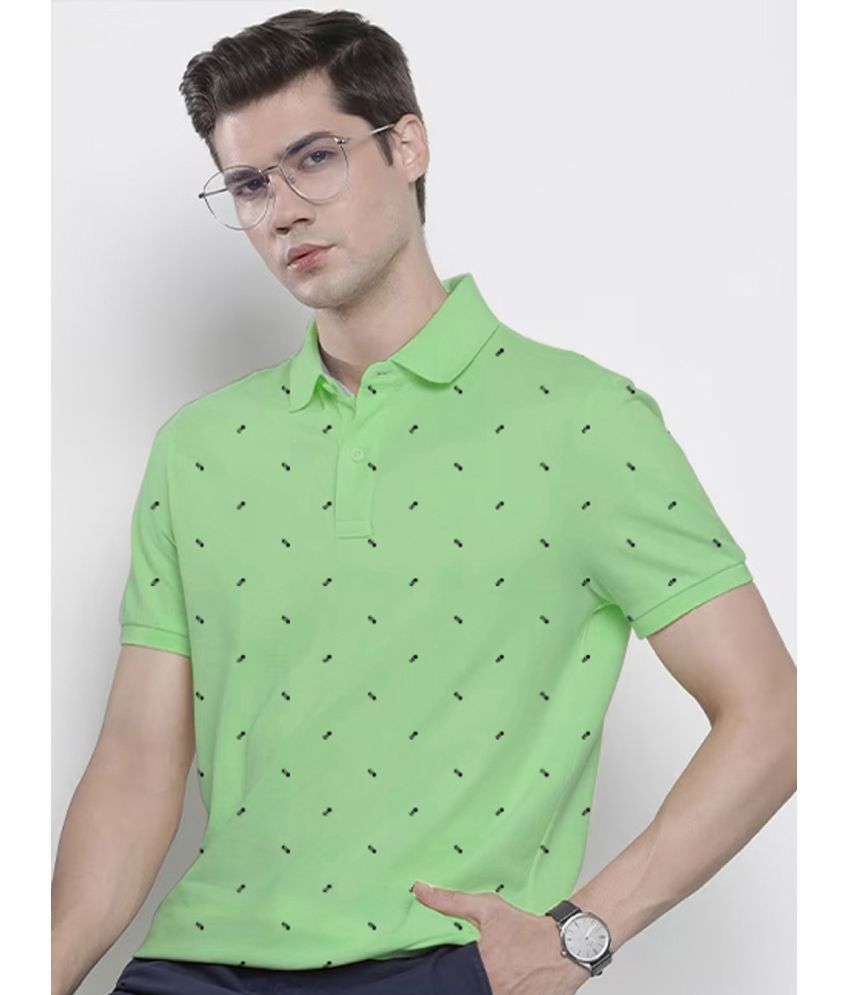     			Merriment Cotton Blend Regular Fit Printed Half Sleeves Men's Polo T Shirt - Mint Green ( Pack of 1 )