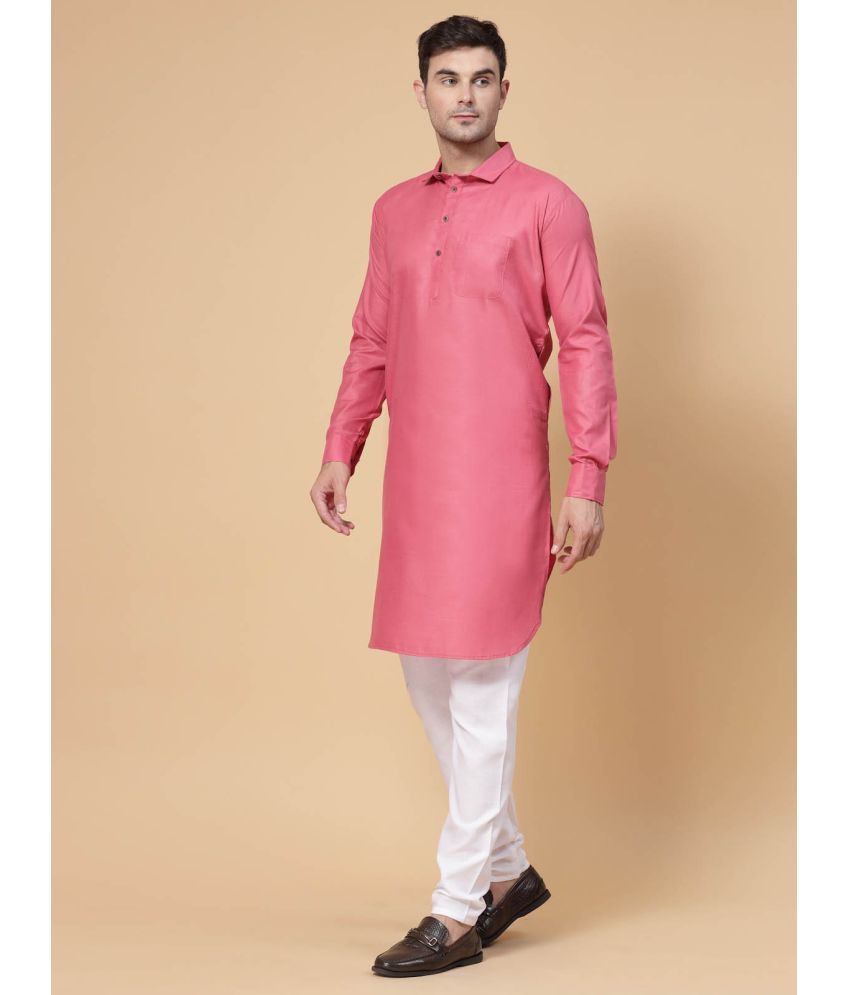     			allan peter Peach Cotton Blend Men's Pathani Kurta ( Pack of 1 )