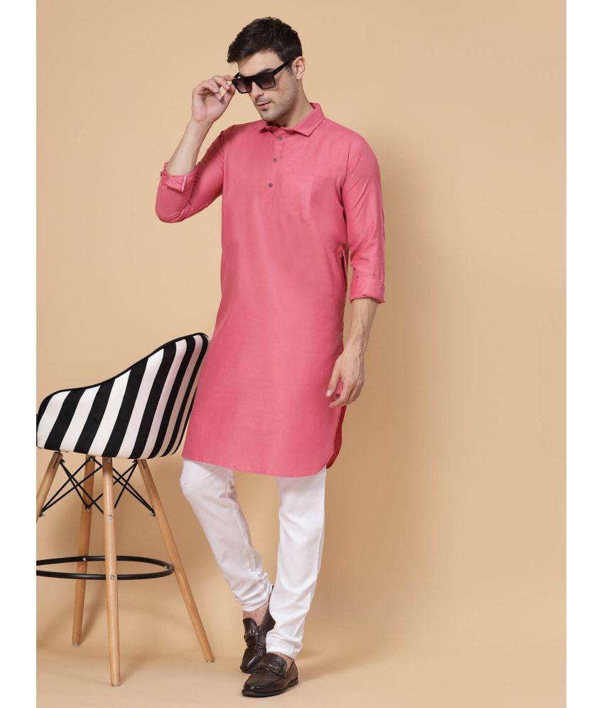     			allan peter Peach Cotton Blend Men's Pathani Kurta ( Pack of 1 )