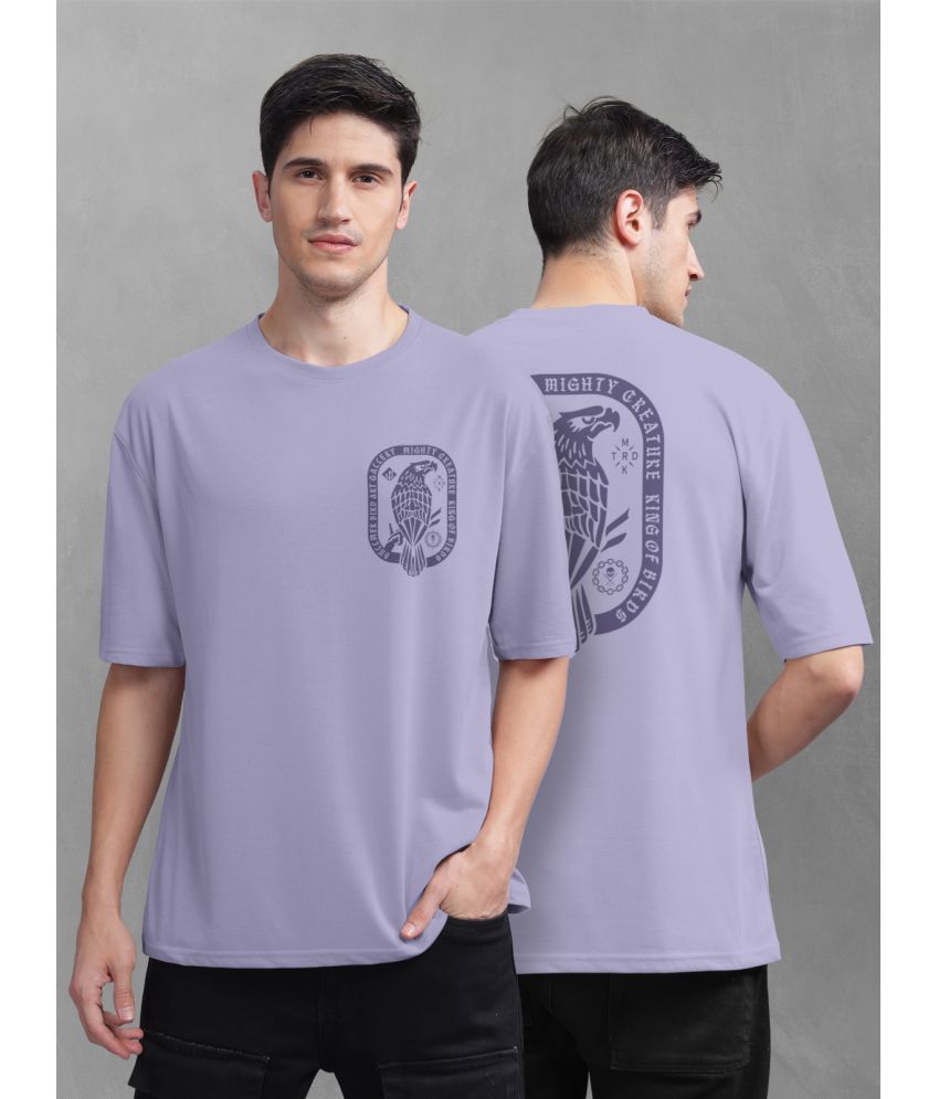     			BULLMER Cotton Blend Oversized Fit Printed Half Sleeves Men's T-Shirt - Lavender ( Pack of 1 )