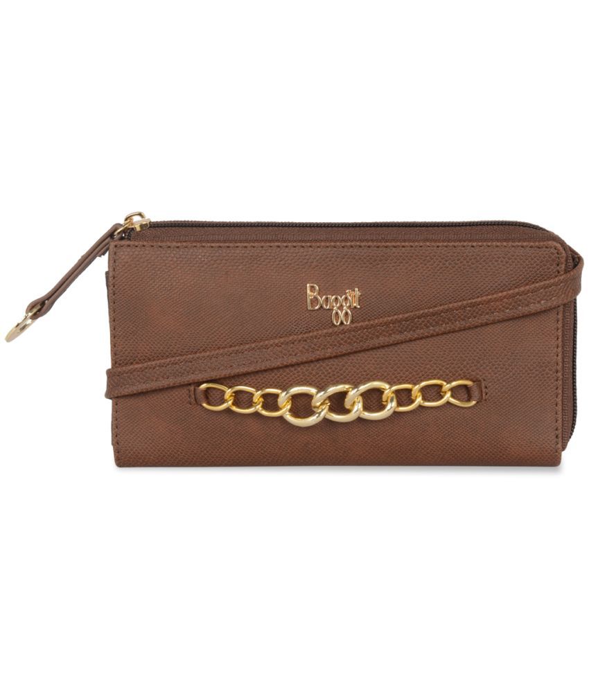     			Baggit Faux Leather Brown Women's Zip Around Wallet ( Pack of 1 )