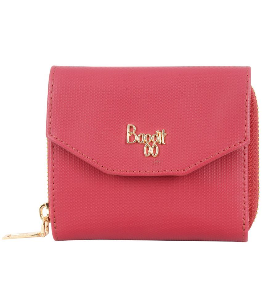     			Baggit Faux Leather Pink Women's Three fold Wallet ( Pack of 1 )