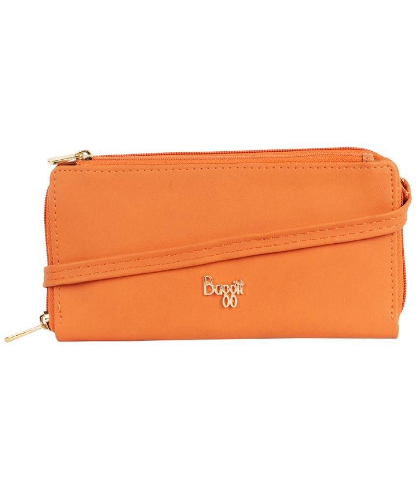     			Baggit PU Orange Women's Zip Around Wallet ( Pack of 1 )