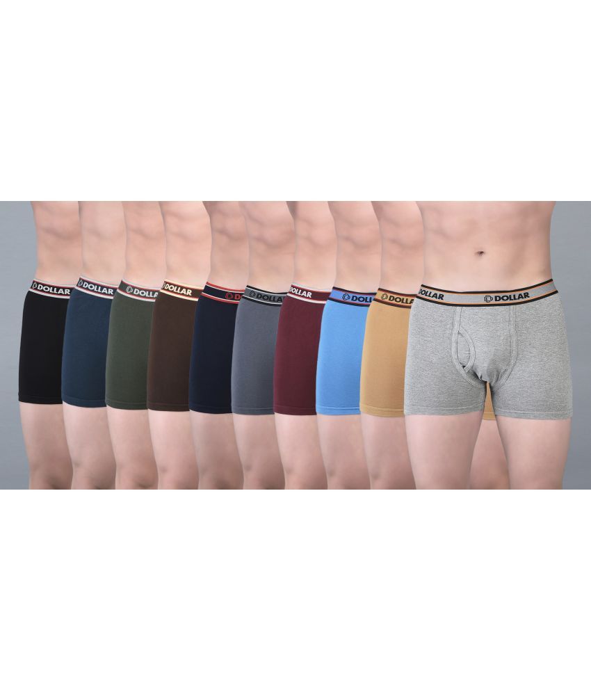     			Pack of 10 Dollar Bigboss Assorted Solid Cotton Blend Men Trunk