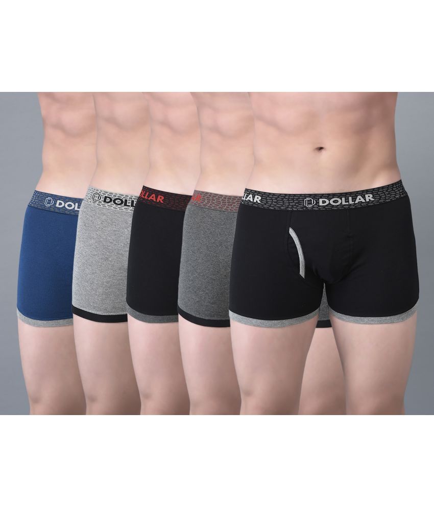     			Dollar Bigboss Assorted Solid Cotton Blend Men Trunk (Pack of 5)